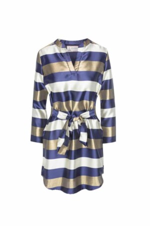 Short Blue, Gold and White Striped Dress ALNILAM